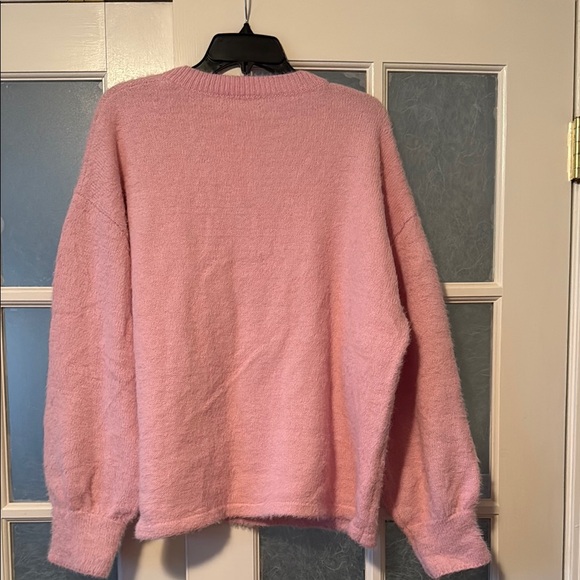 VENUS Pink V-Neck Sweater with Textured Design - Picture 4 of 5